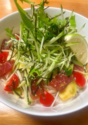 マグロとアボカドの和風サラダそうめん-レシピのメイン写真