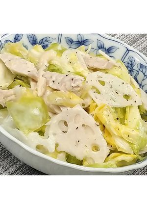 鶏肉と蓮根の塩キャベツサラダ★動画あり★-レシピのメイン写真