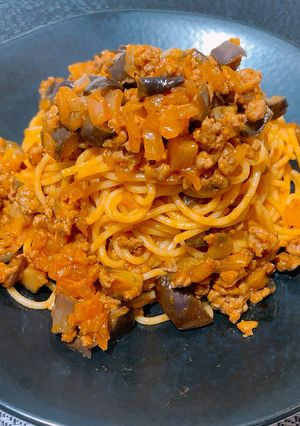 簡単！夕食に！ナスと豚ひき肉のボロネーゼ-レシピのメイン写真