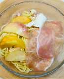 🍑桃と生ハムとリコッタチーズの冷製パスタ