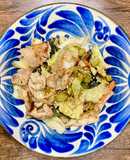豚バラ薄切り肉と野沢菜漬けで野菜炒め