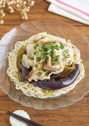 さっぱり♡豚しゃぶとなすの梅ポンそうめん-レシピのメイン写真
