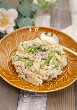 鶏肉と春野菜の豆乳リゾット-レシピのメイン写真