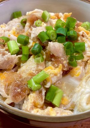 サラダチキンとフライドオニオンの親子丼-レシピのメイン写真