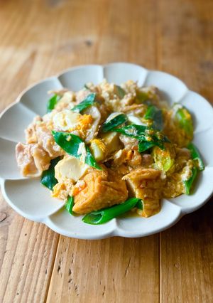 m麺つゆで簡単！厚揚げと豚肉の卵とじ-レシピのメイン写真