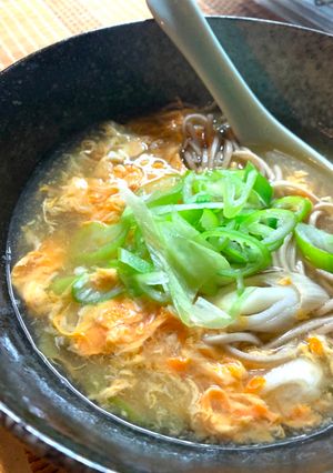 鍋一つ!卵とねぎのかき玉蕎麦-レシピのメイン写真