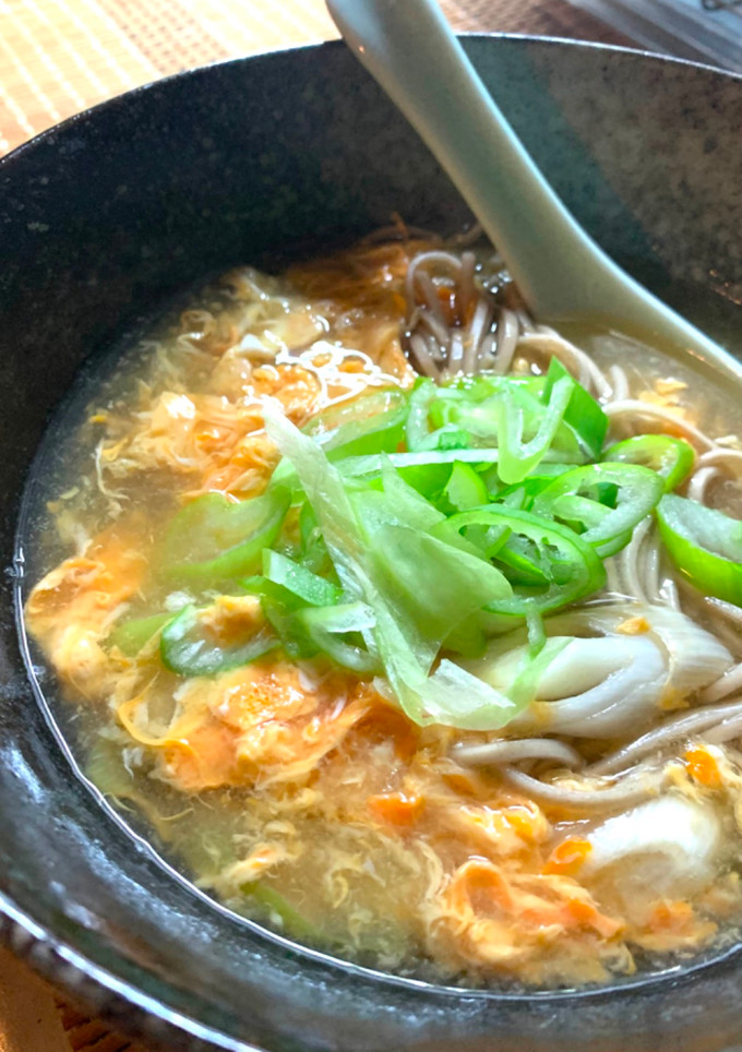 鍋一つ！卵とねぎのかき玉蕎麦-レシピのメイン写真