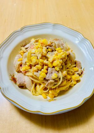 たらこ、コーン、豚肉☆簡単豆乳パスタ-レシピのメイン写真