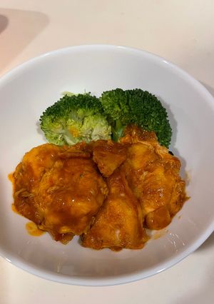 鶏むねピカタのBBQソース煮-レシピのメイン写真