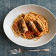 オイルサーディンの軽いトマト煮のパスタ