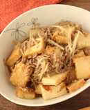 満腹【厚揚げとひき肉のとろみもやし炒め】