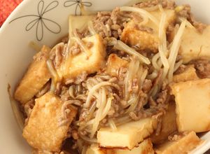 満腹【厚揚げとひき肉のとろみもやし炒め】-レシピのメイン写真