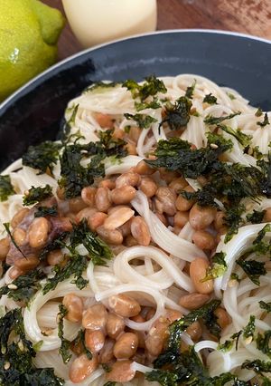 納豆梅干マヨそうめん-レモンかけ--レシピのメイン写真