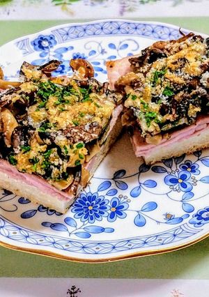 簡単居酒屋!キノコとハムのトーストサンド-レシピのメイン写真