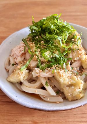 しっとりササミ焼きなす大葉☆冷やしうどん-レシピのメイン写真