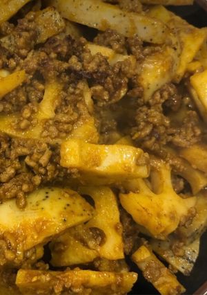 レンコンと合い挽き肉のカレー炒め-レシピのメイン写真