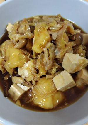 ぶりのあら煮の煮汁を使ったすいとん鍋-レシピのメイン写真