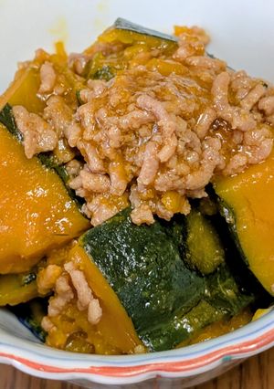 かぼちゃとひき肉の煮物-レシピのメイン写真