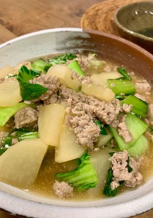 ちんげん菜と大根のそぼろ煮-レシピのメイン写真