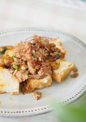 簡単！節約！厚揚げとひき肉 丼やおつまみ-レシピのメイン写真