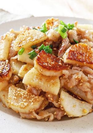 シャキほく♡豚肉と長芋のごま味噌炒め-レシピのメイン写真