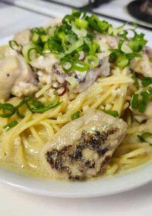 男子飯！炭火焼きチキンの豆乳チーズクリームパスタ-レシピのメイン写真
