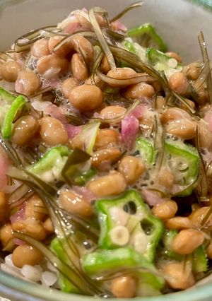 オクラ納豆ネバネバ赤玉ねぎ酢-レシピのメイン写真
