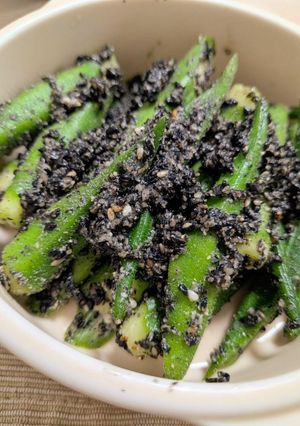 ごまたっぷり！オクラの黒胡麻和え-レシピのメイン写真