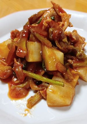 キャベツと豚こまとかぶの酢豚-レシピのメイン写真