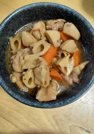 れんこん！鶏肉とにんじんの甘酒煮-レシピのメイン写真