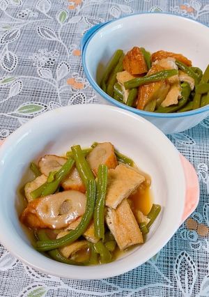 三度豆と油揚げとごぼう天の煮物-レシピのメイン写真