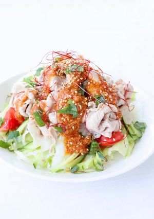 旨い〜【豚しゃぶにんにくごまだれサラダ】-レシピのメイン写真