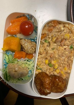 全てレンジレモン中華風親子丼味炒飯弁当-レシピのメイン写真