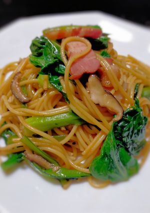 小松菜とベーコンの和風パスタ-レシピのメイン写真