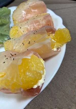 生ハムと蜜柑とクリームチーズの生春巻き-レシピのメイン写真