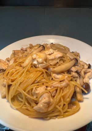 かんたん！ワンパン！鶏とキノコの和風パスタ-レシピのメイン写真