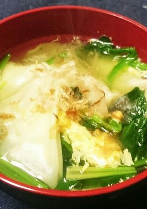 簡単美味！ほうれん草とワンタンの卵スープ-レシピのメイン写真