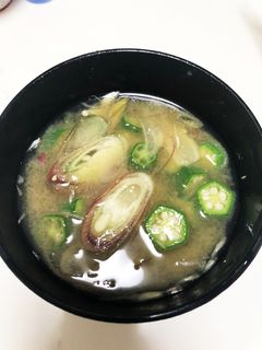 【超簡単】オクラとみょうがのお味噌汁-レシピのメイン写真