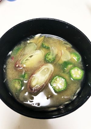 【超簡単】オクラとみょうがのお味噌汁-レシピのメイン写真