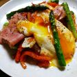 *焼きアスパラベーコンの半熟卵とろ~り*