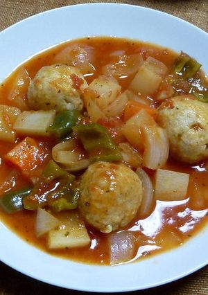 鶏だんごと野菜のトマトスープ煮-レシピのメイン写真