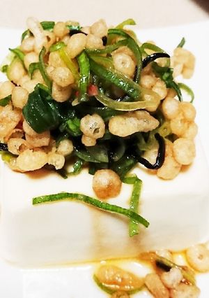 とうふのねぎ天かす塩昆布のせ-レシピのメイン写真