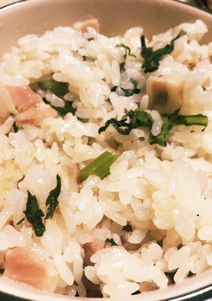 簡単！菜の花とベーコンの炊き込みご飯-レシピのメイン写真