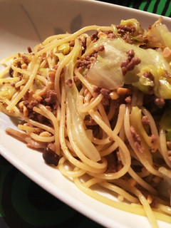 春キャベツと納豆そぼろスパゲティ-レシピのメイン写真