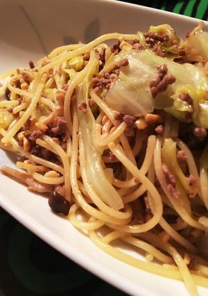 春キャベツと納豆そぼろスパゲティ-レシピのメイン写真