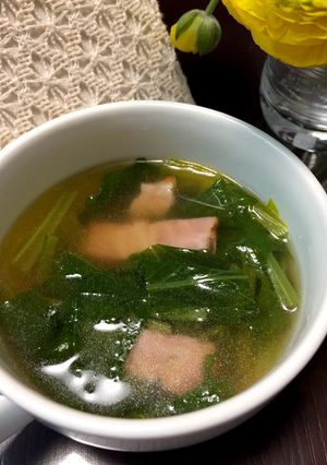 かぶの葉とベーコンの春めきスープ♪-レシピのメイン写真
