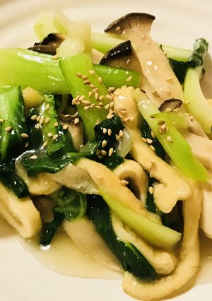 チンゲン菜と薄揚げ＆キノコのあっさり炒め-レシピのメイン写真
