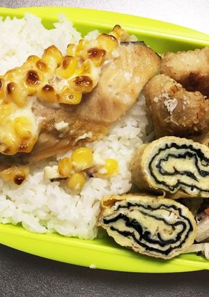 旦那弁当65♥鮭のマヨコーン焼き弁当!-レシピのメイン写真