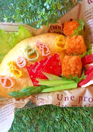 イースター　オムライス弁当　３月弁当-レシピのメイン写真