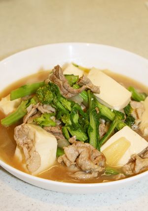 簡単！菜の花を加えて春の肉豆腐(^^♪　-レシピのメイン写真
